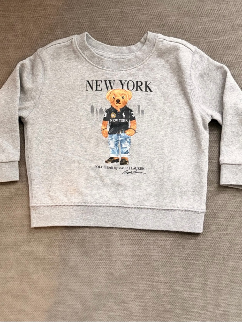Ralph Lauren Kids Light Gray Sweatshirt with Bear Graphic